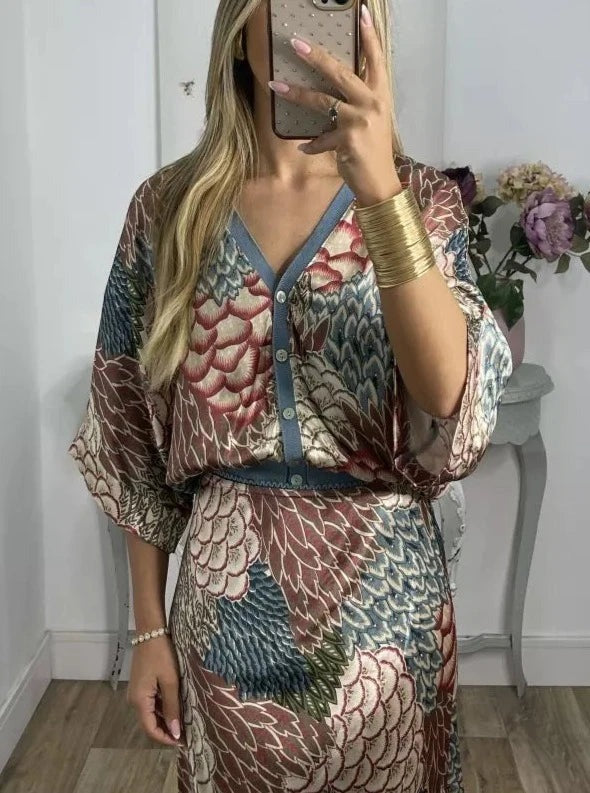 Cool and Breathable V-Neck Two-Piece Dress