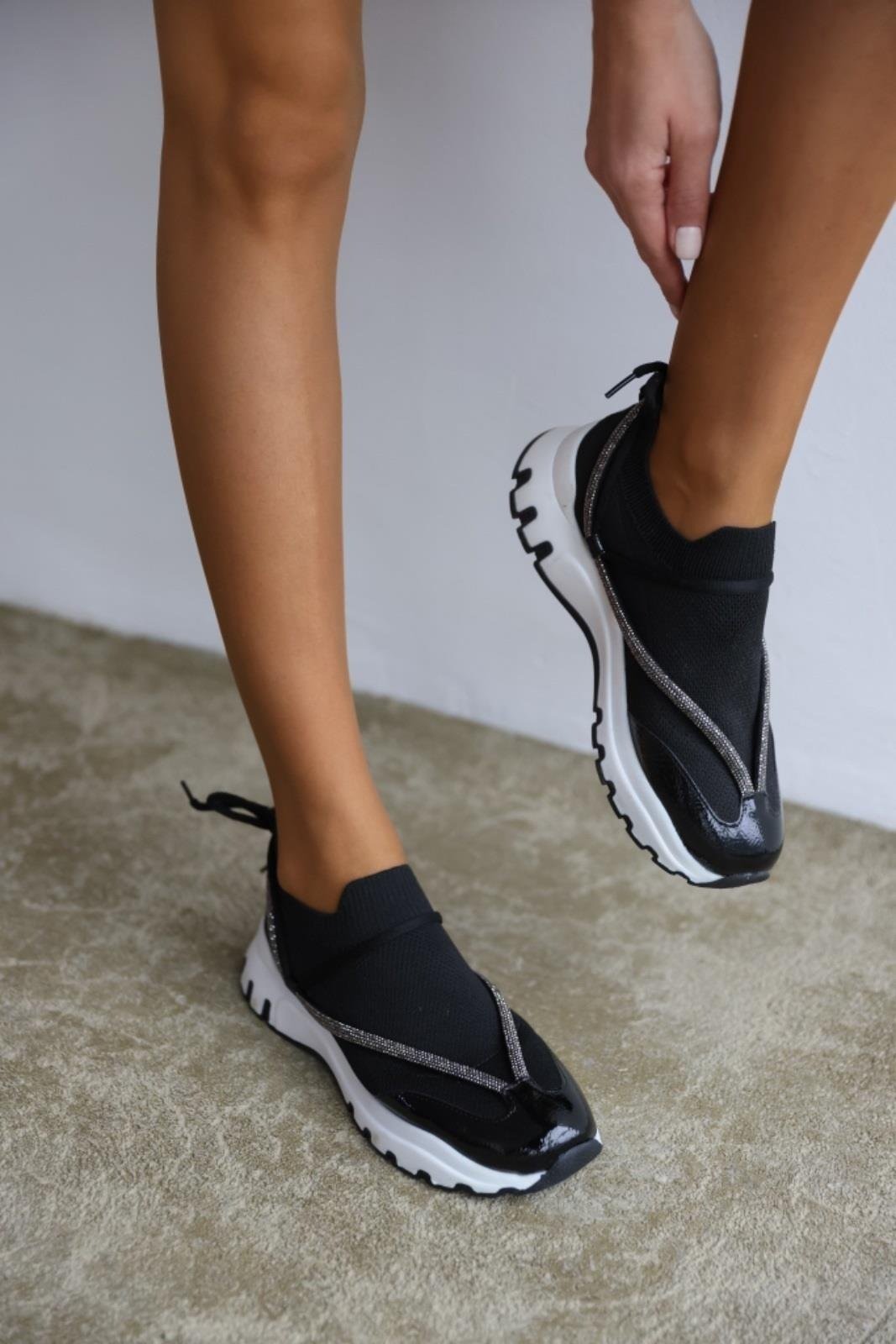 Patent Detail Knitwear Women's Sneakers