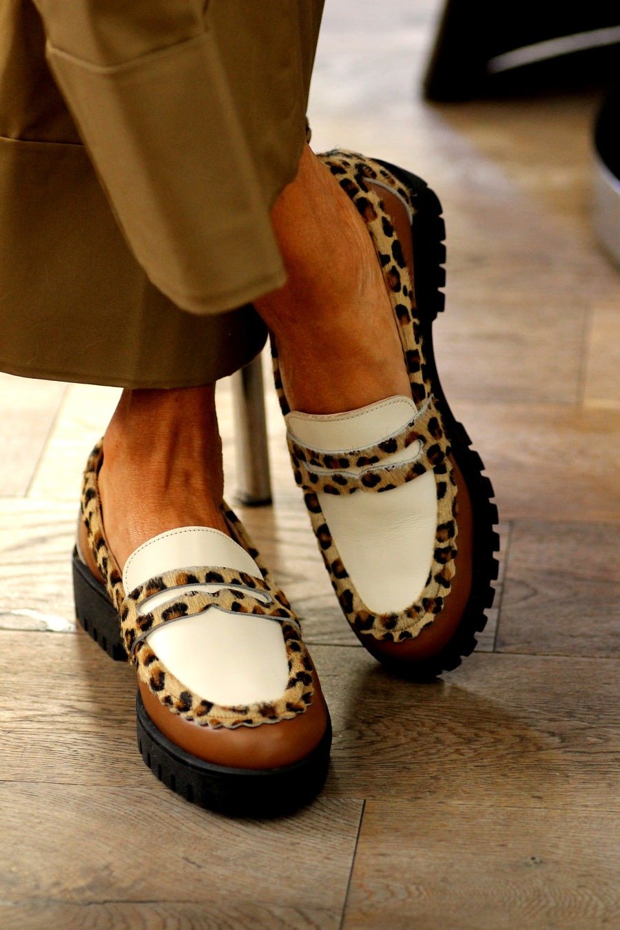 White Leopard Loafers