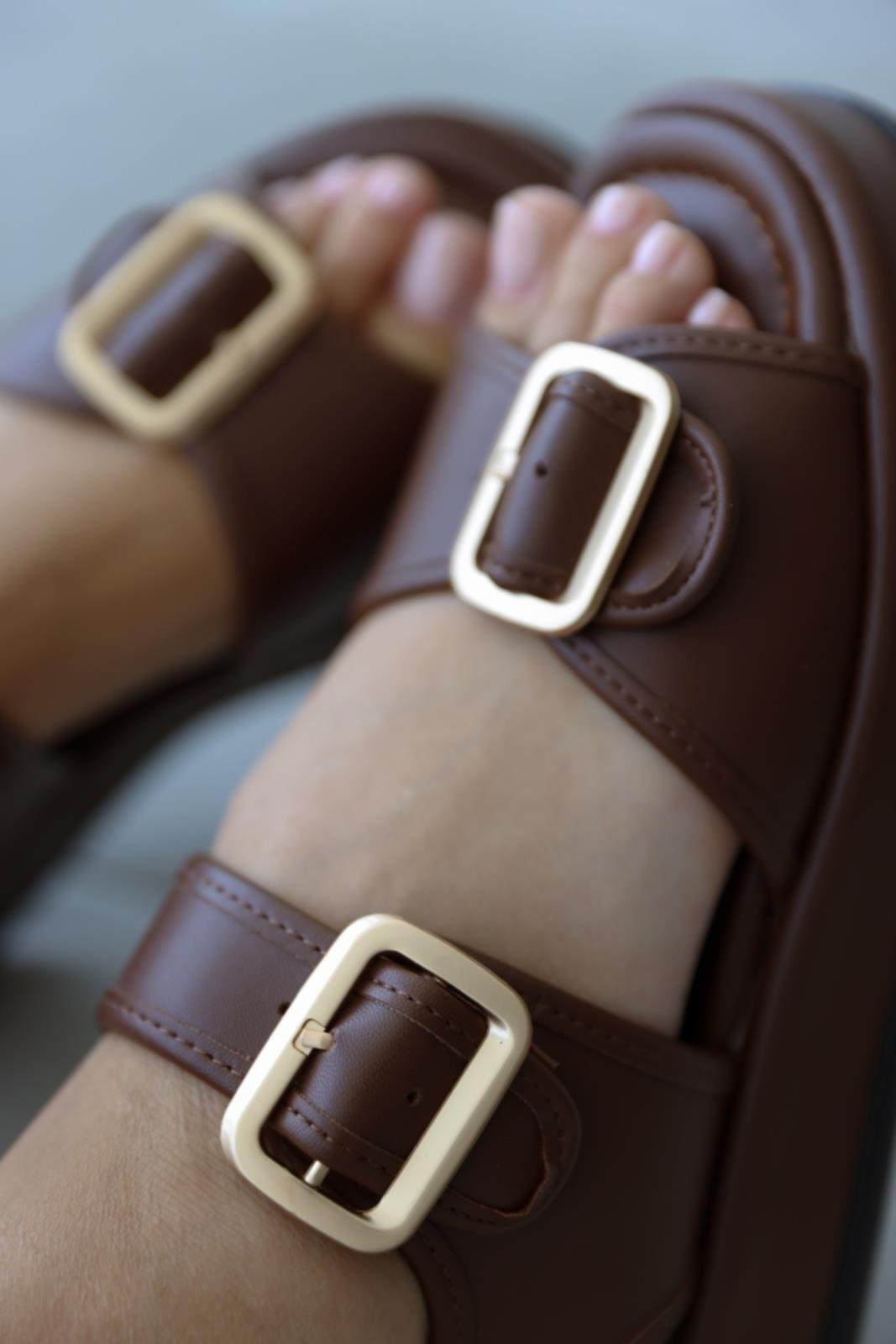 Double Buckle Detail Women's Sandals