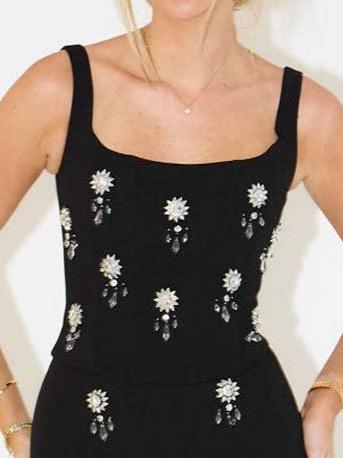 Crystal Scoop Neck Two Pieces Dress