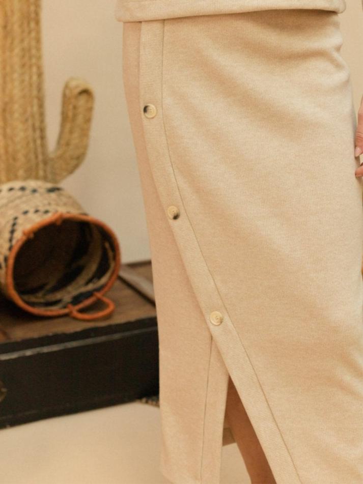 High Neck Button Up Two Pieces Dress