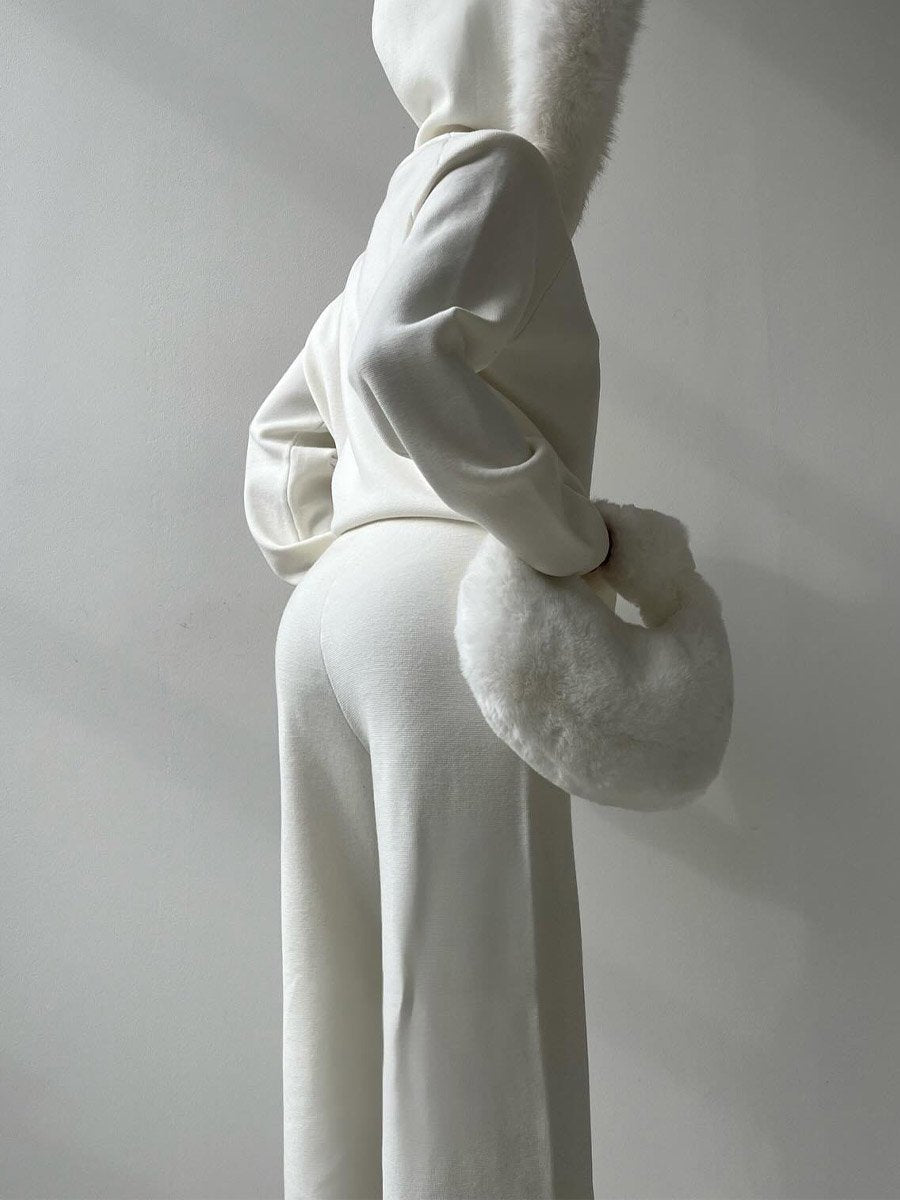 Soft Fur Hooded Knitwear Suit