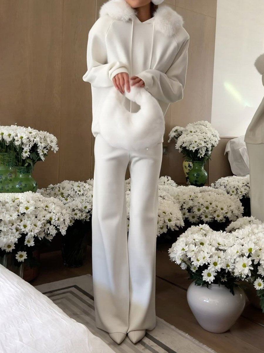 Soft Fur Hooded Knitwear Suit