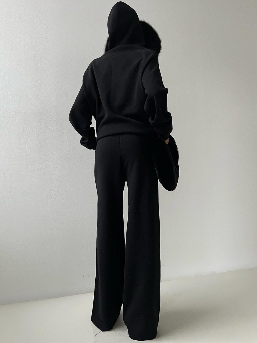Soft Fur Hooded Knitwear Suit