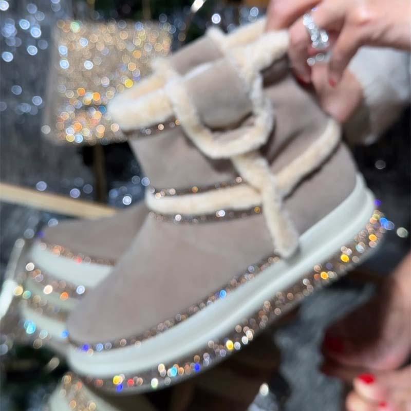 Rhinestone Sparkle Thick-soled Snow Boots