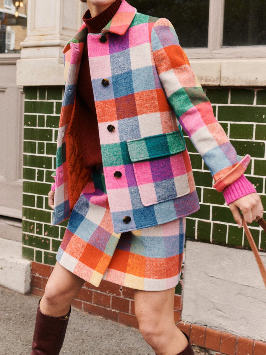 Fashion Multi Check Two Pieces Dress