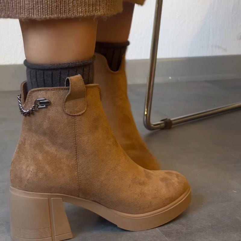 Side Zipper Thick Heels Ankle Boots