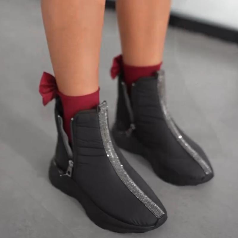 Shiny Strip Detail Women's Short Boots