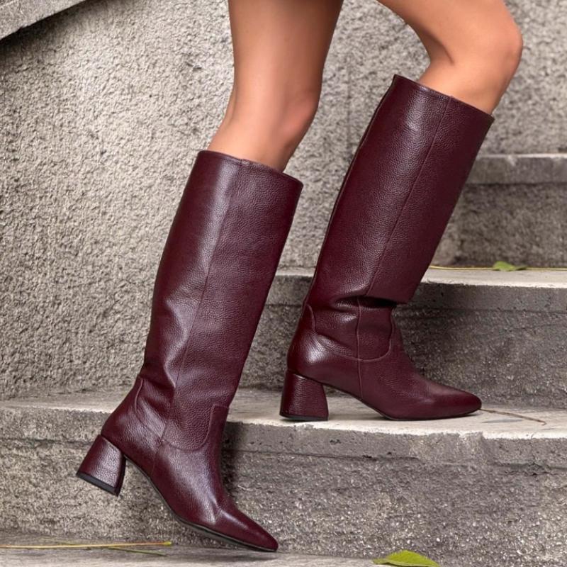 Genuine Leather Pointed Toe Women's High Heel Boots