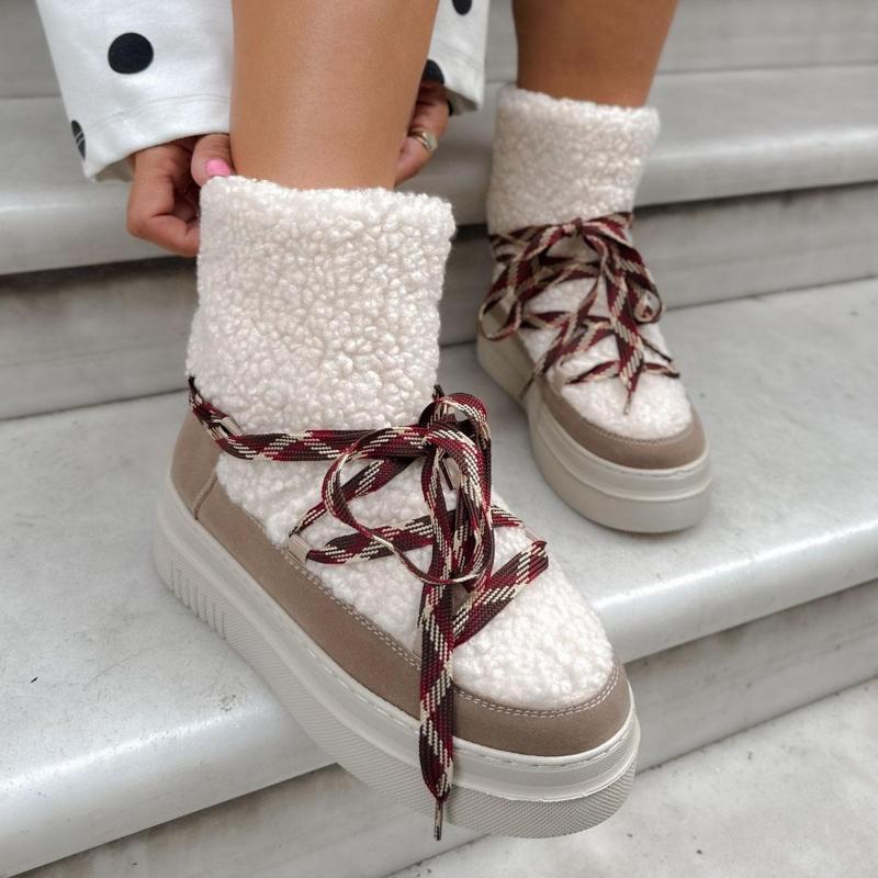 Beige Fur Winter Women's Boots