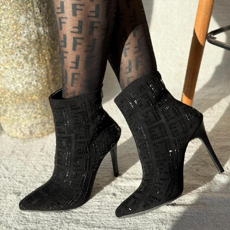Rhinestone Sparkly Glitter Stiletto Boots