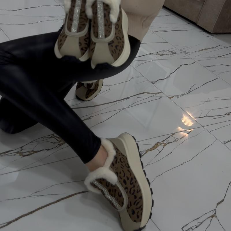 Leopard Furry Warm Women's Shoes