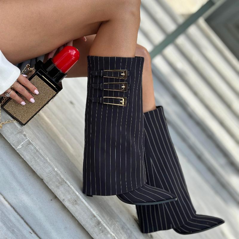 Navy Blue Fabric Boots