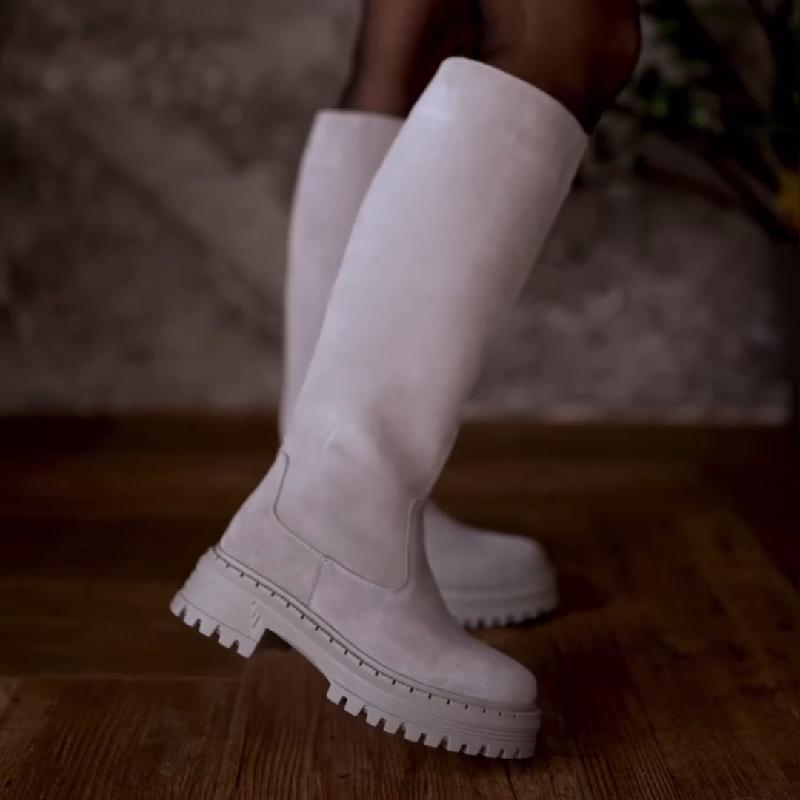 Suede Side Zipper Platform Boots