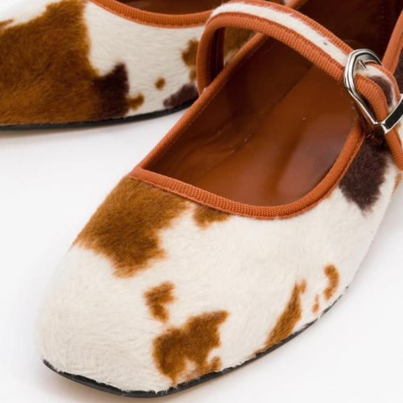 Women's Ballerina Shoes with Brown Pattern