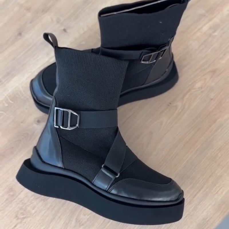 Round Toe Platform Ankle Boots