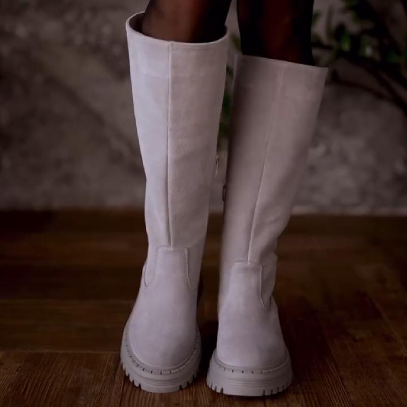 Suede Side Zipper Platform Boots