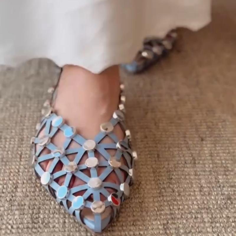 Crystal Pointed-Toe Slingback Flats