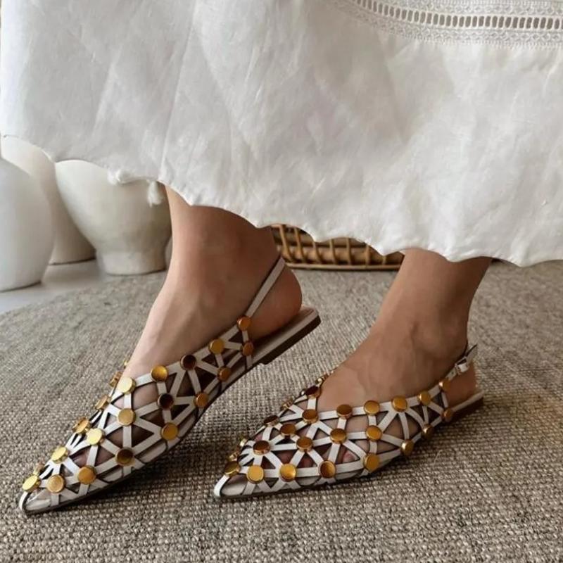Crystal Pointed-Toe Slingback Flats