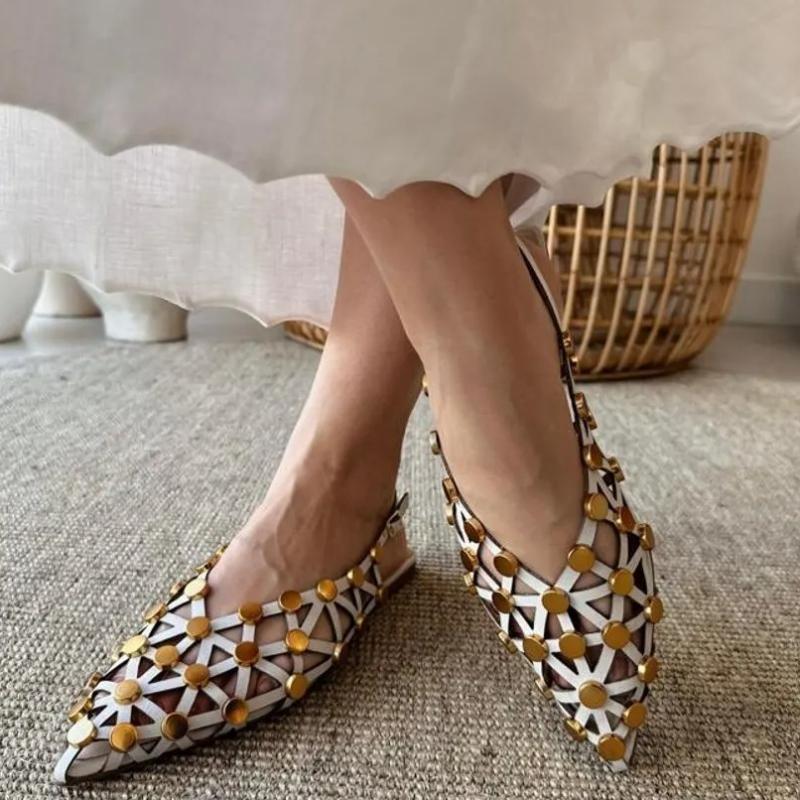 Crystal Pointed-Toe Slingback Flats
