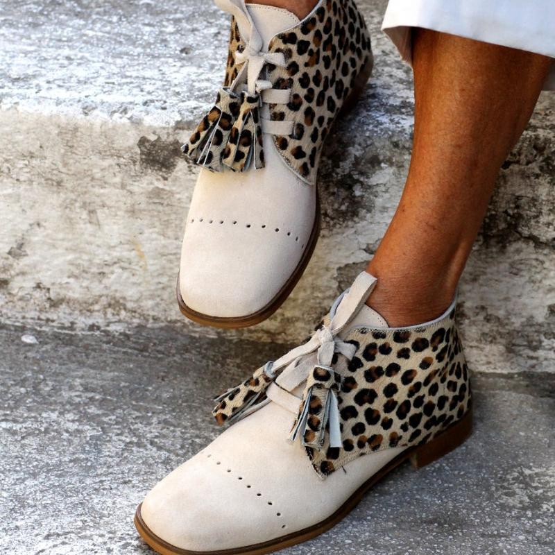 Leopard Square Toe Ankle Boots
