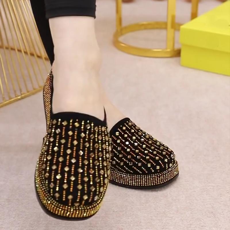 Gold Rhinestone Slippers