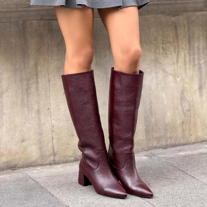Genuine Leather Pointed Toe Women's High Heel Boots