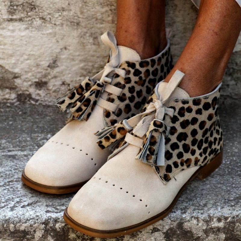 Leopard Square Toe Ankle Boots