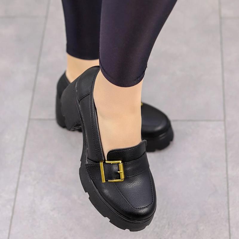 High Heel Leather Loafers