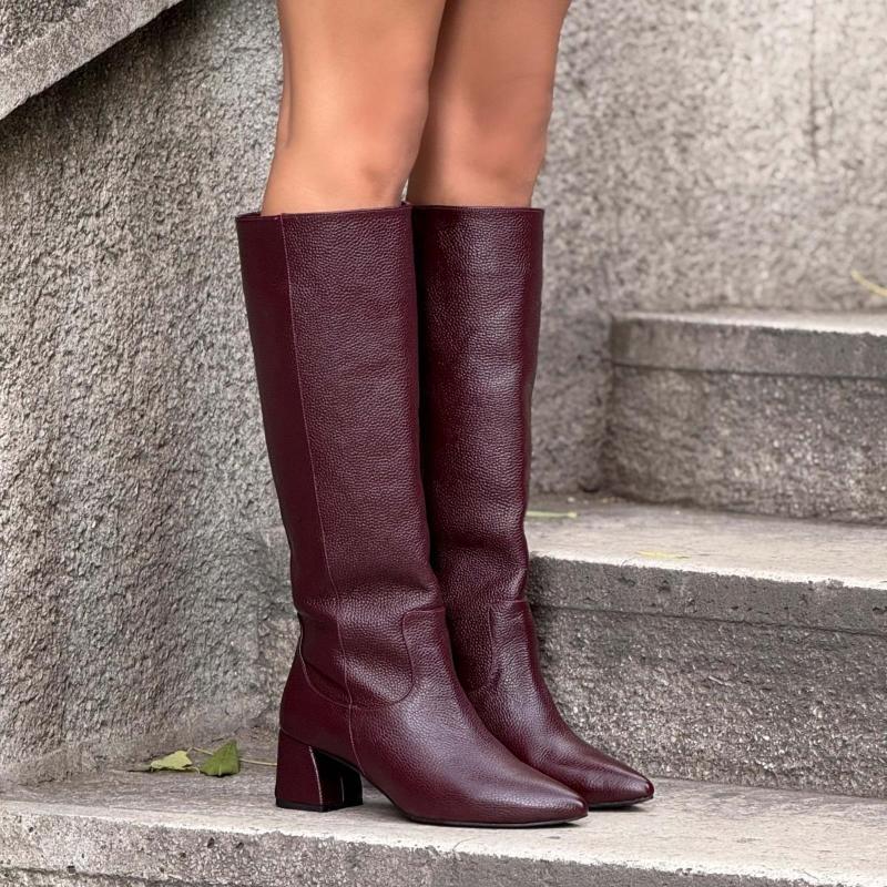 Genuine Leather Pointed Toe Women's High Heel Boots