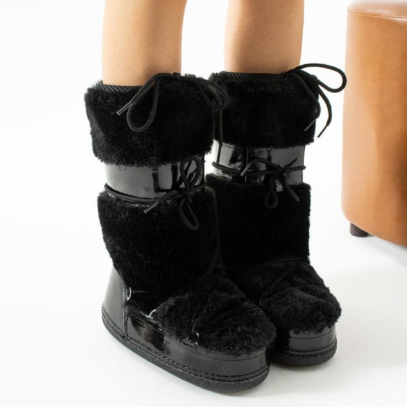 Faux Fur Black Snow Boots