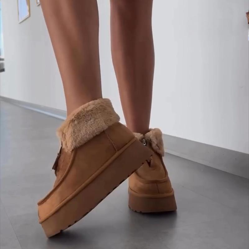 Fur Front Zipper Suede Casual Women's Boots