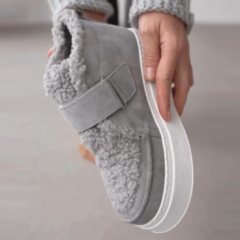 Suede Plush Detailed Velcro Women's Boots