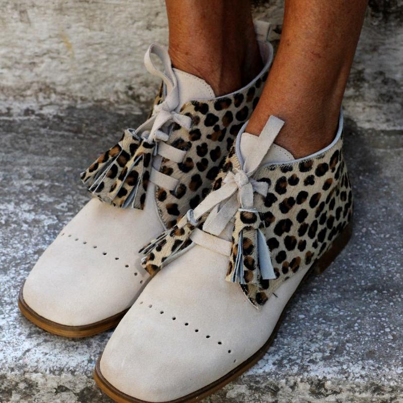 Leopard Square Toe Ankle Boots