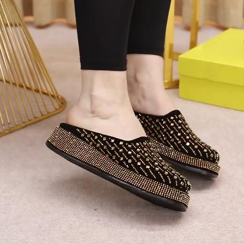 Gold Rhinestone Slippers
