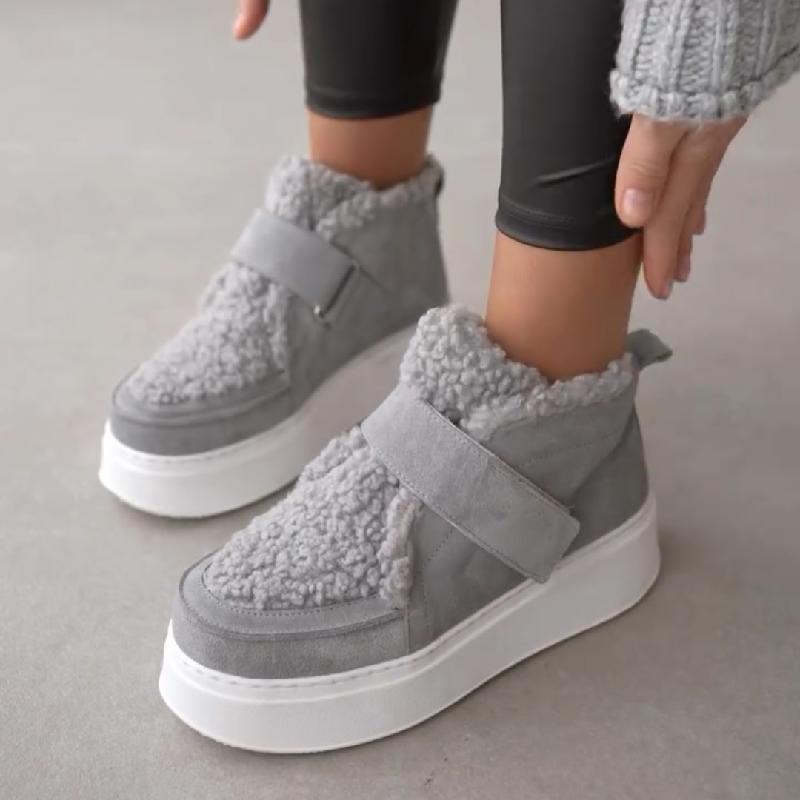 Suede Plush Detailed Velcro Women's Boots