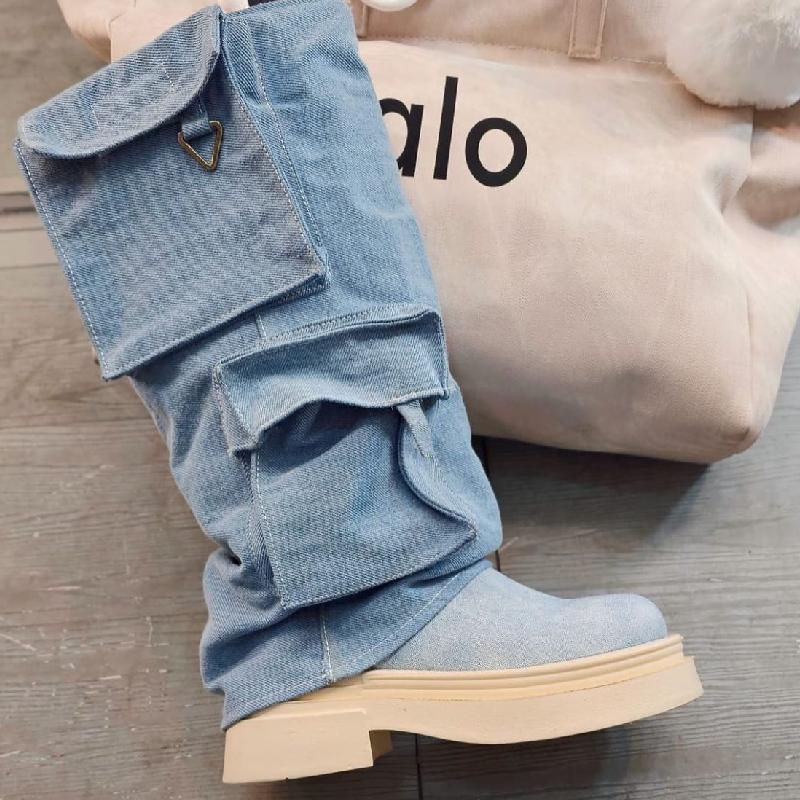 Denim Pockets Boots