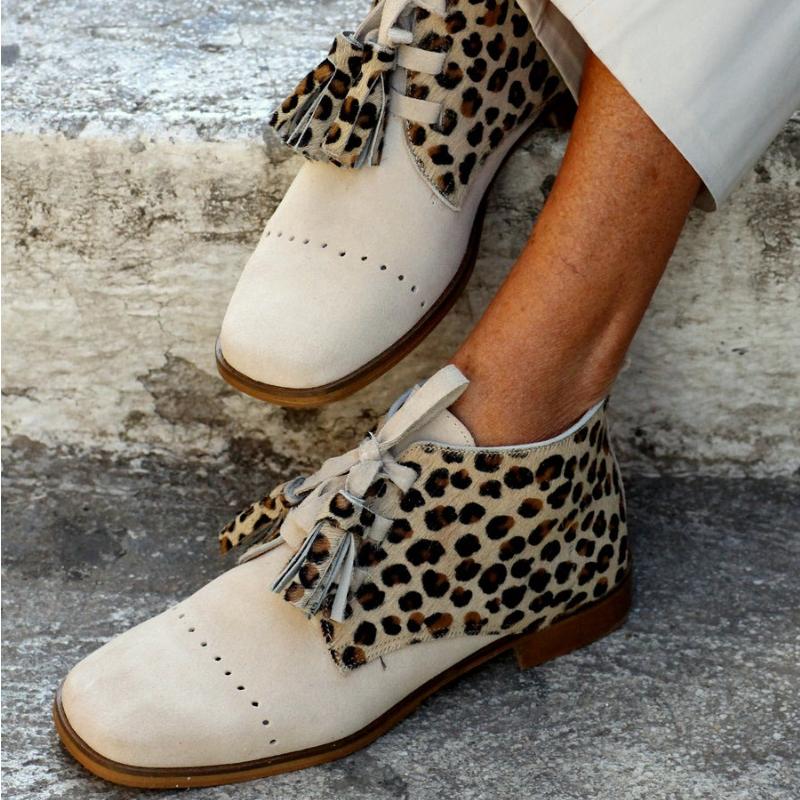 Leopard Square Toe Ankle Boots