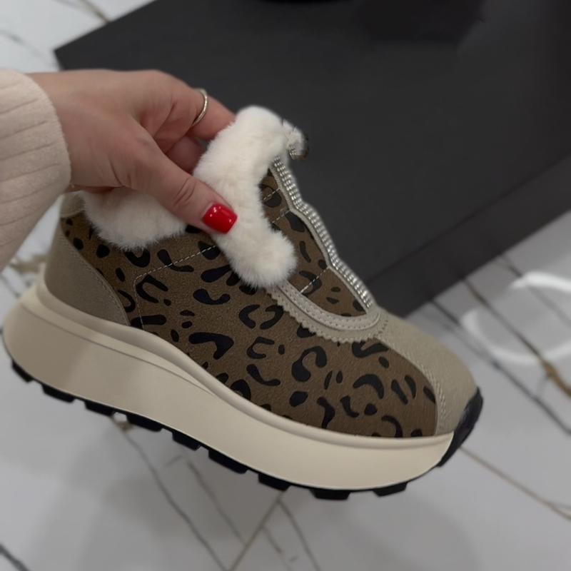 Leopard Furry Warm Women's Shoes