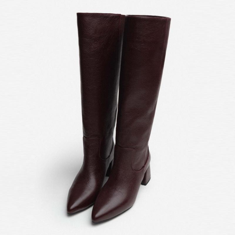 Genuine Leather Pointed Toe Women's High Heel Boots