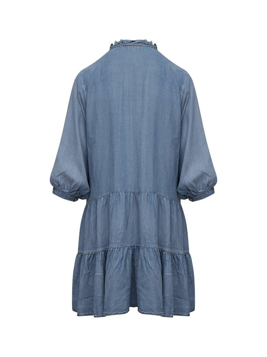 Blue Half Sleeve Mini Dress