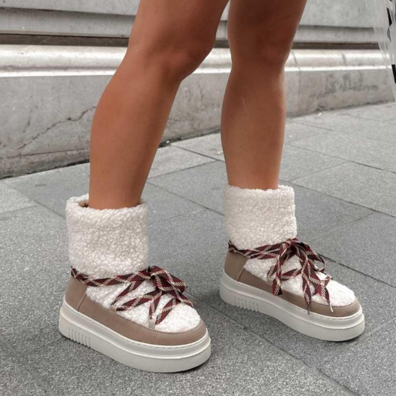 Beige Fur Winter Women's Boots