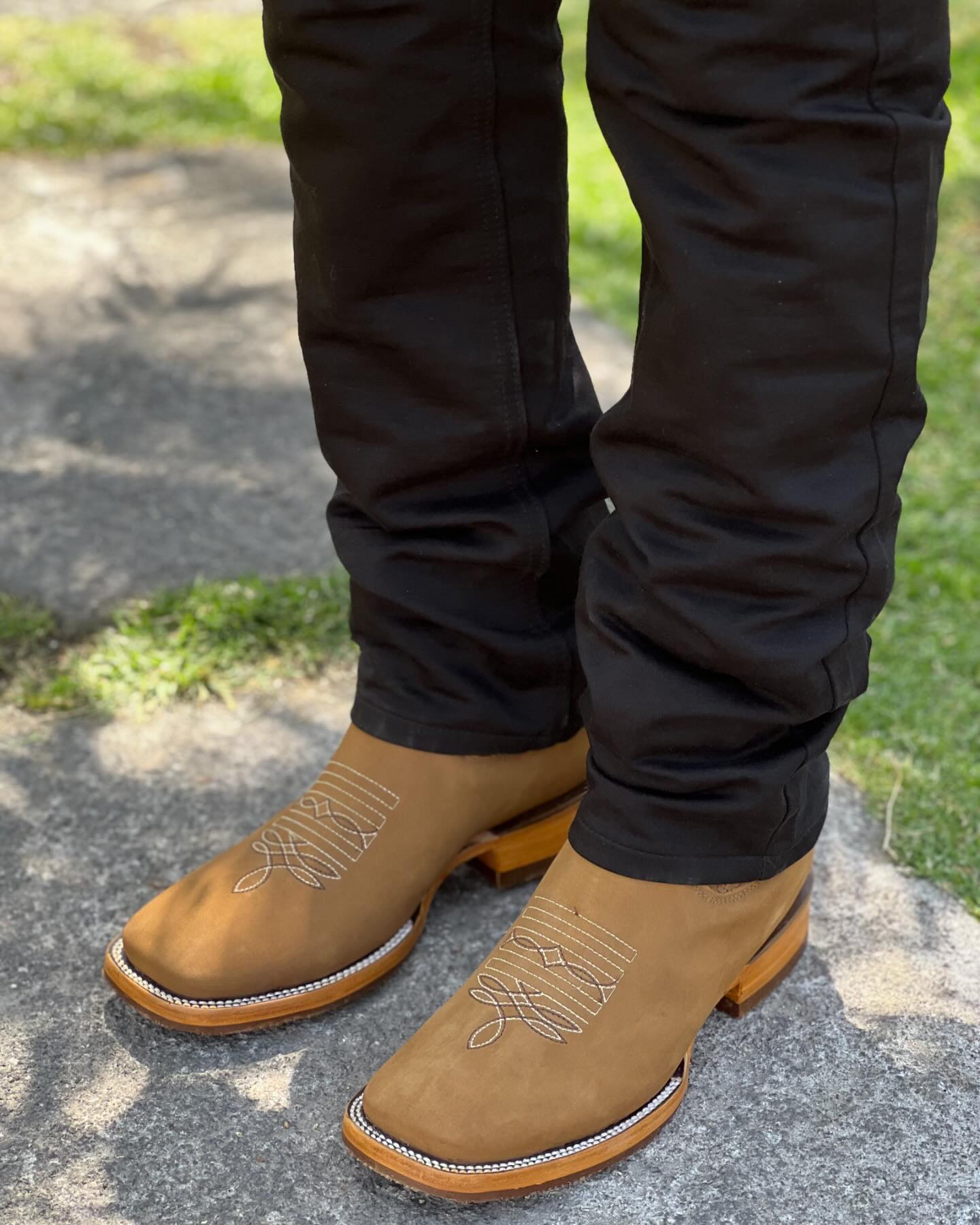 British Suede Square Toe Cowboy Boots