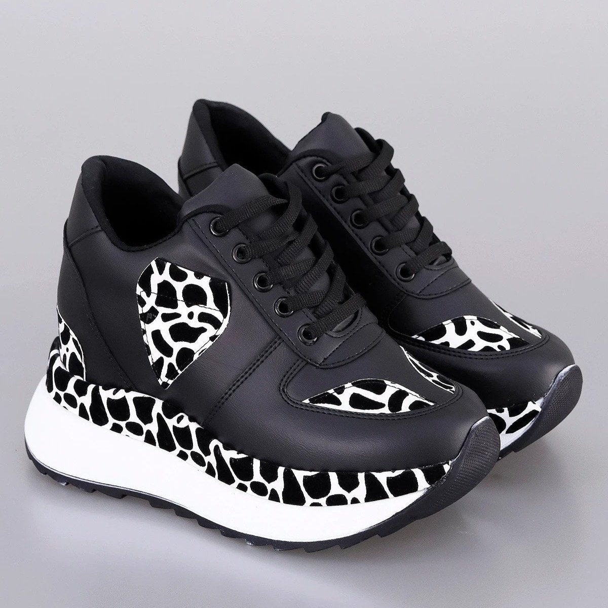 Wedge Heel Lace-Up Sneakers