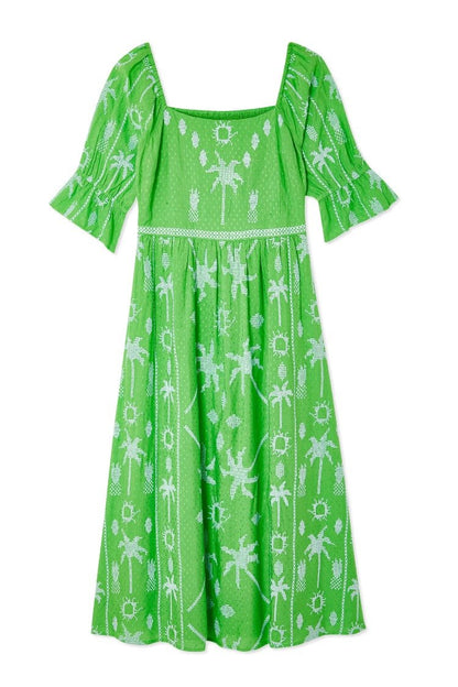 Green Palm Cross Stitch Dress