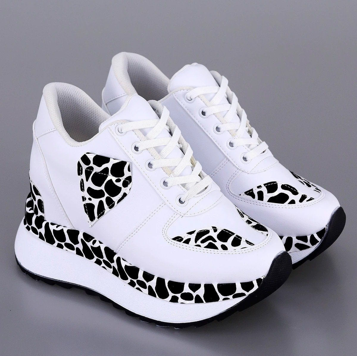 Wedge Heel Lace-Up Sneakers