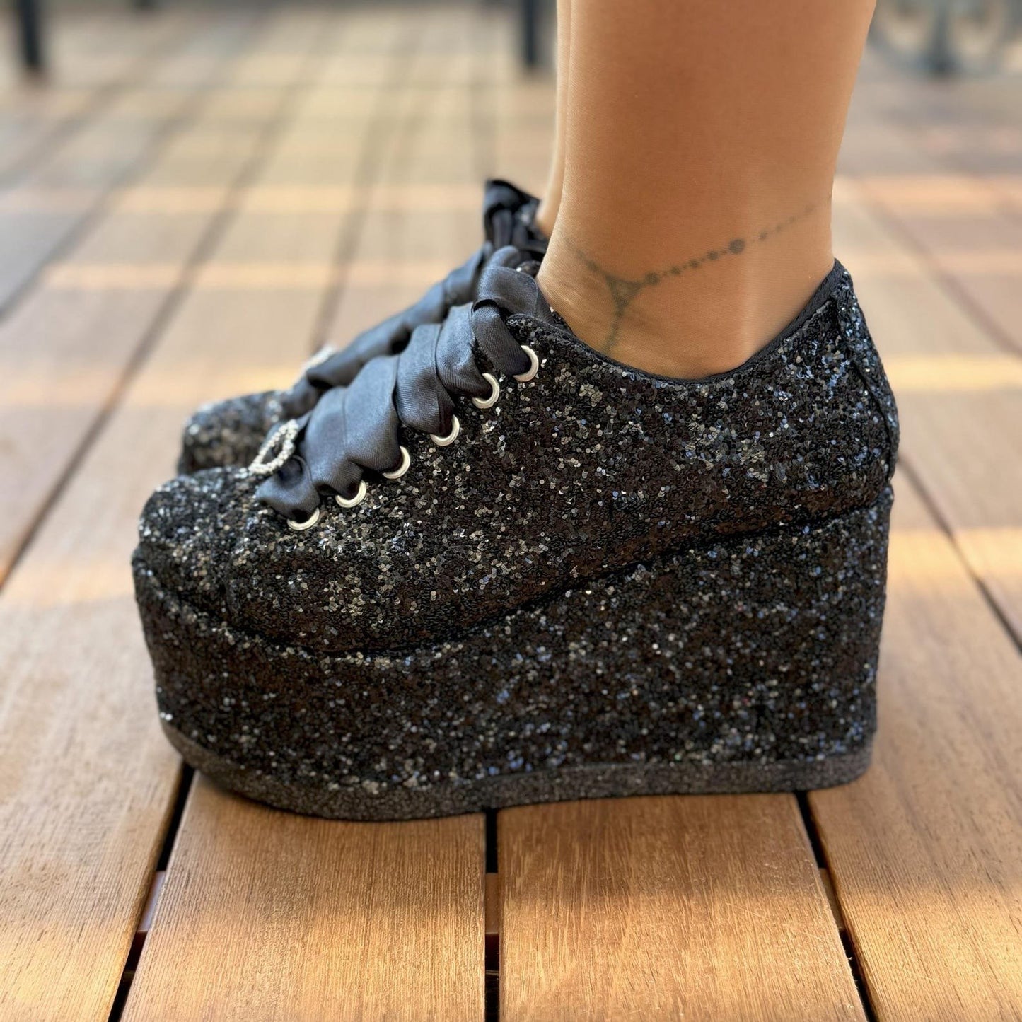 Glitter Platform Wedge Heel Shoes