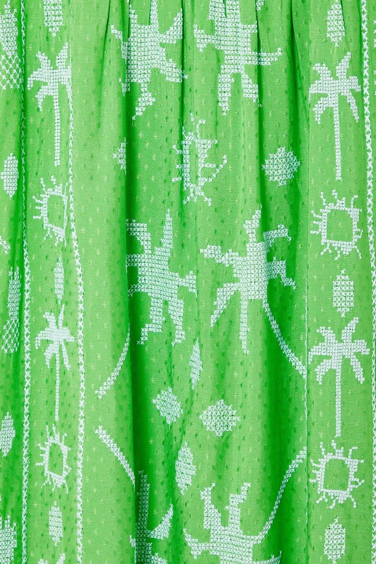 Green Palm Cross Stitch Dress