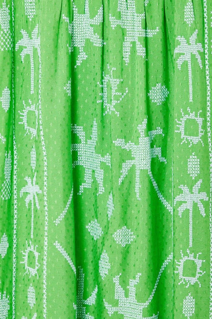 Green Palm Cross Stitch Dress